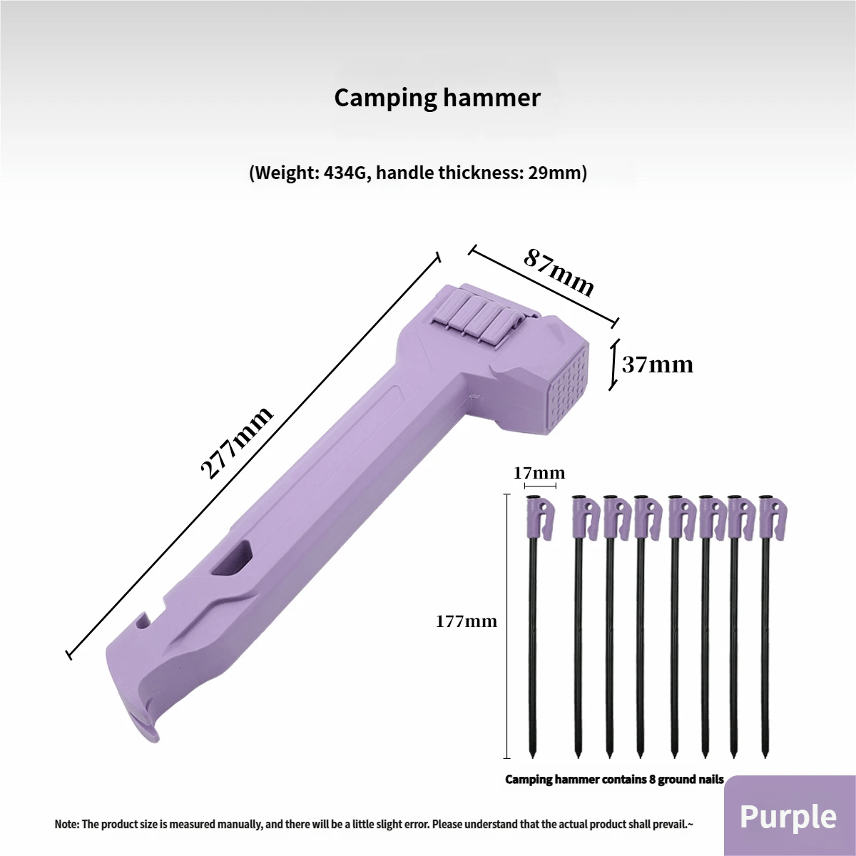 ⛺ Multifunctional Camping Hammer with Built-In Stake Storage