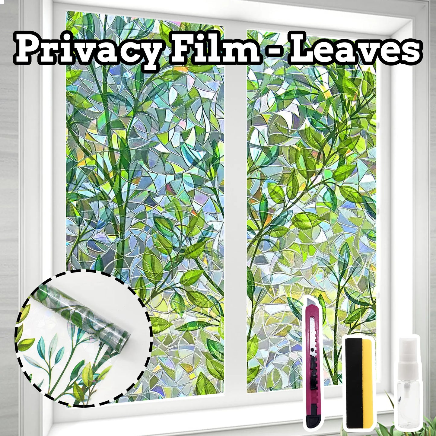 Window Privacy Film, Static Cling Removable Window Tint