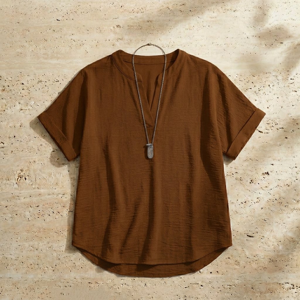 Women's Plain Short Sleeve Blouse, Casual Solid Color Top for Daily Wear, Ladies Clothes for All Seasons