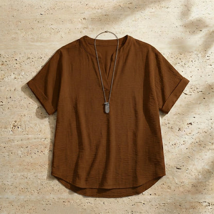 Women's Plain Short Sleeve Blouse, Casual Solid Color Top for Daily Wear, Ladies Clothes for All Seasons