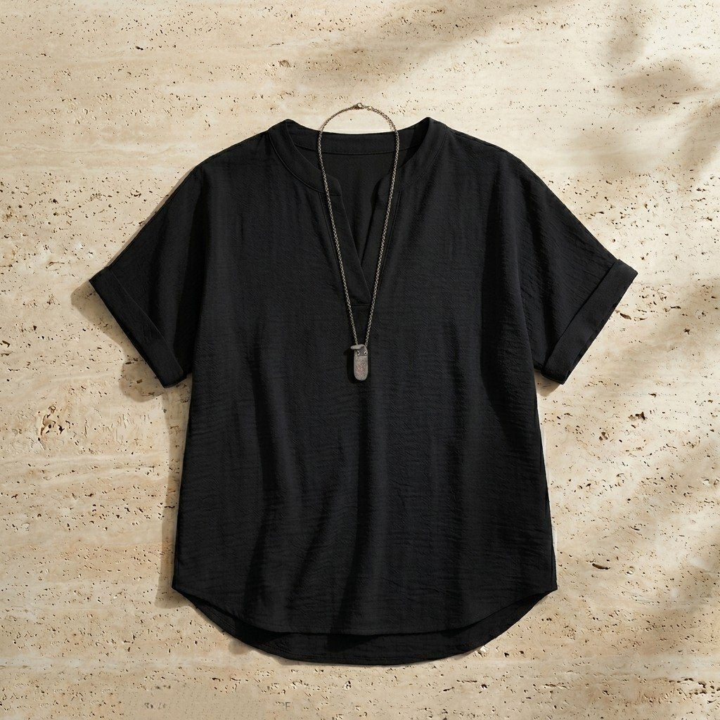 Women's Plain Short Sleeve Blouse, Casual Solid Color Top for Daily Wear, Ladies Clothes for All Seasons