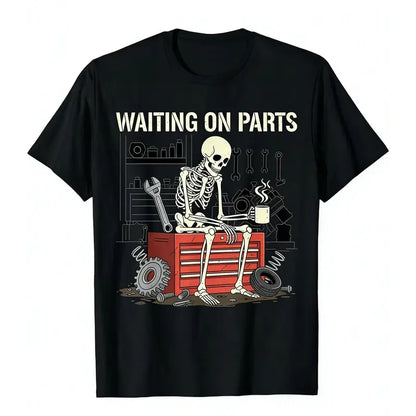 Waiting On Parts Funny Skeleton Auto Mechanic Technician T-Shirt For Men Women Couple