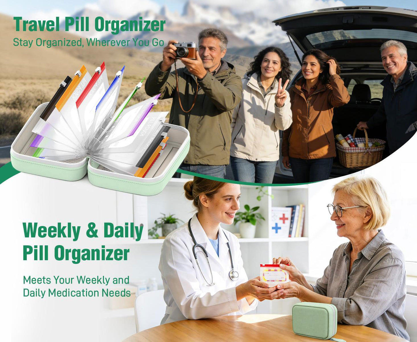 💊 MedVault ProTM A8 Waterproof Pill Organizer Set