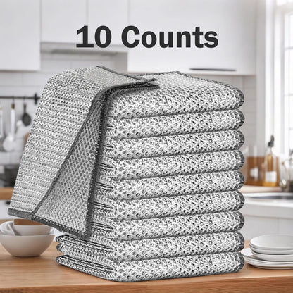 ⏳LAST DAY BUY 2 GET 1 FREE!!🧽10 Counts Wet Dry Non-Scratch Wire Dishcloth, Reusable Kitchen Cleaning Rag