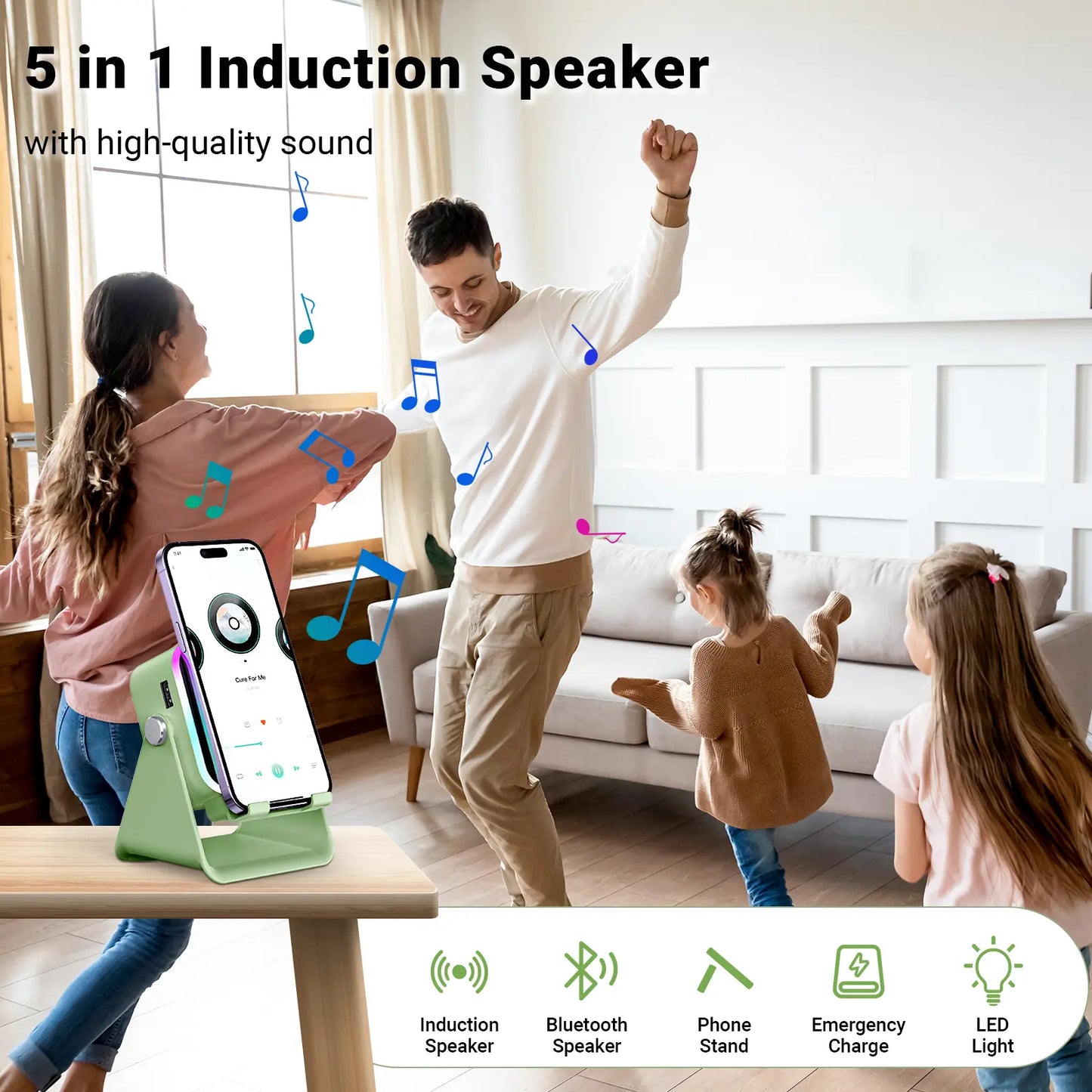 Wireless Induction Audio Speaker Stand with Power Bank