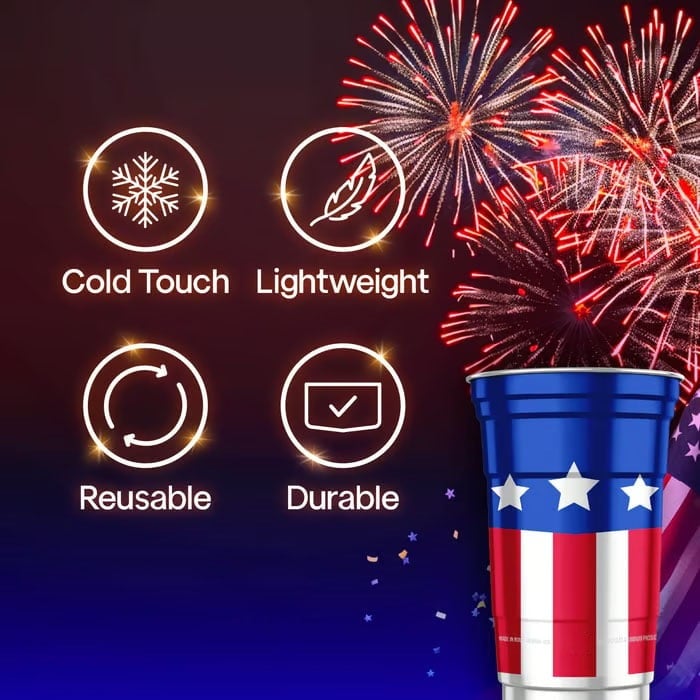 US 250th Anniversary Patriotic Aluminum Party Cups