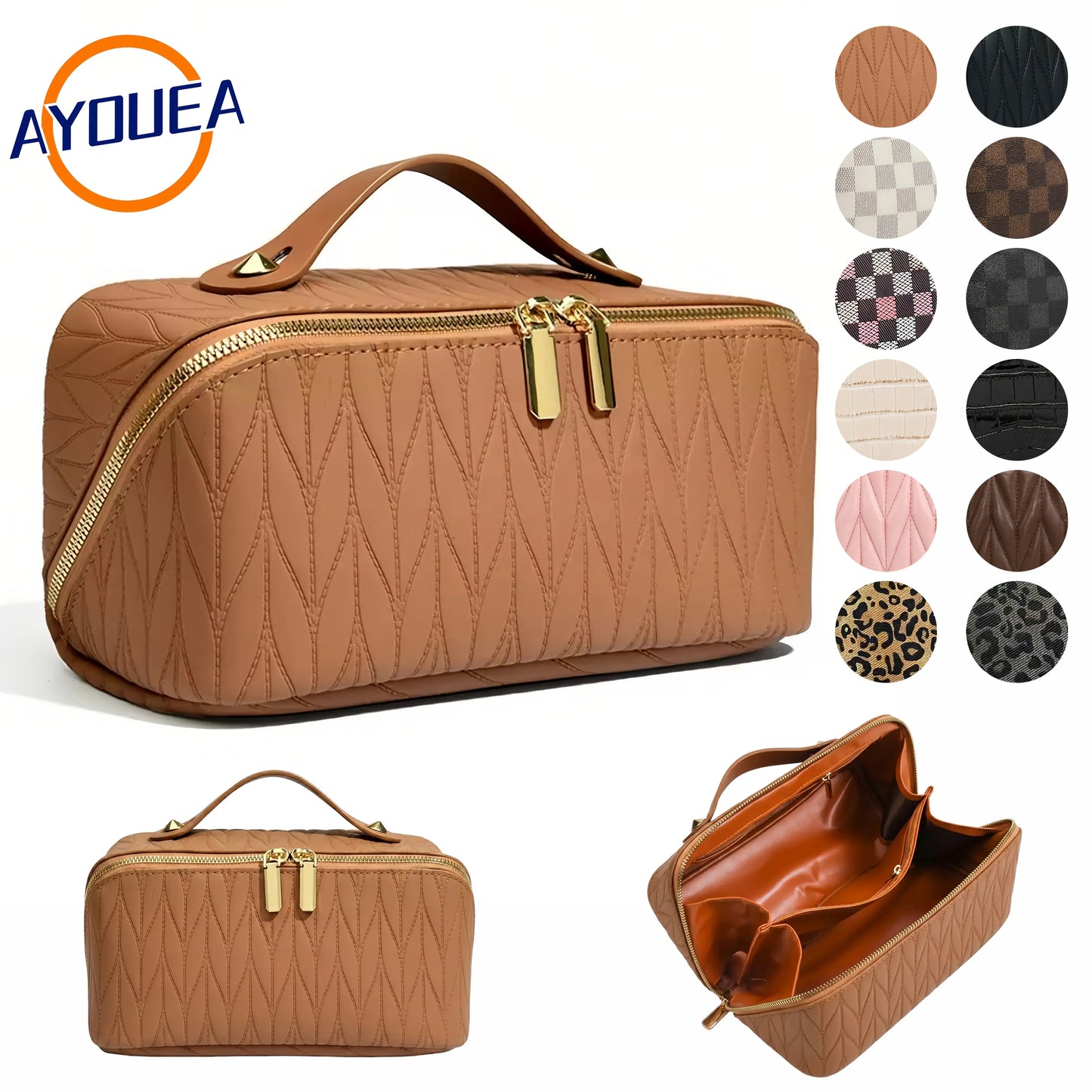 Large Capacity PU Cosmetic Organizer Bag - Waterproof