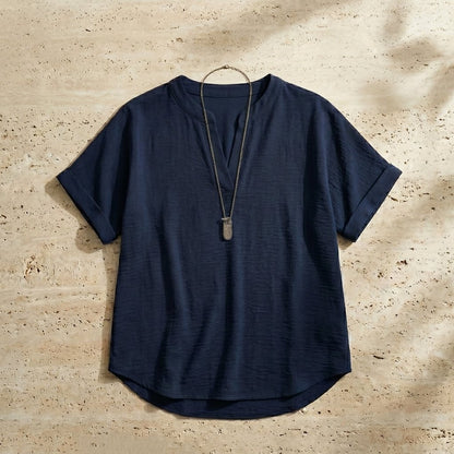 Women's Plain Short Sleeve Blouse, Casual Solid Color Top for Daily Wear, Ladies Clothes for All Seasons