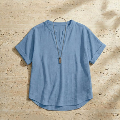 Women's Plain Short Sleeve Blouse, Casual Solid Color Top for Daily Wear, Ladies Clothes for All Seasons