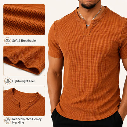 Men's Short Sleeve Henley T-Shirt, Soft Casual Top for Summer