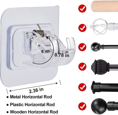 Self Adhesive Curtain Rod Holder,Universal No Drilling Hanging Pole Support