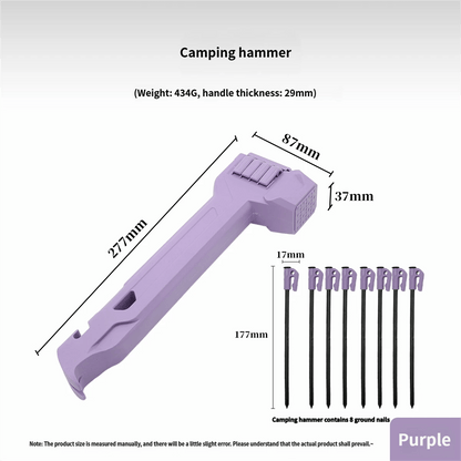⛺ Multifunctional Camping Hammer with Built-In Stake Storage
