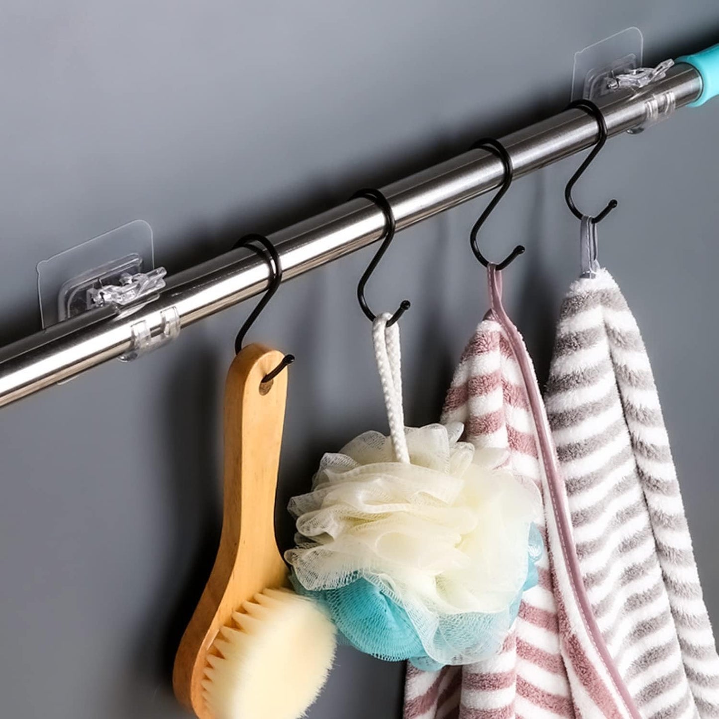Self Adhesive Curtain Rod Holder,Universal No Drilling Hanging Pole Support