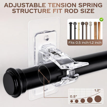Self Adhesive Curtain Rod Holder,Universal No Drilling Hanging Pole Support