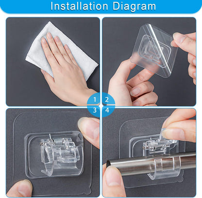 Self Adhesive Curtain Rod Holder,Universal No Drilling Hanging Pole Support