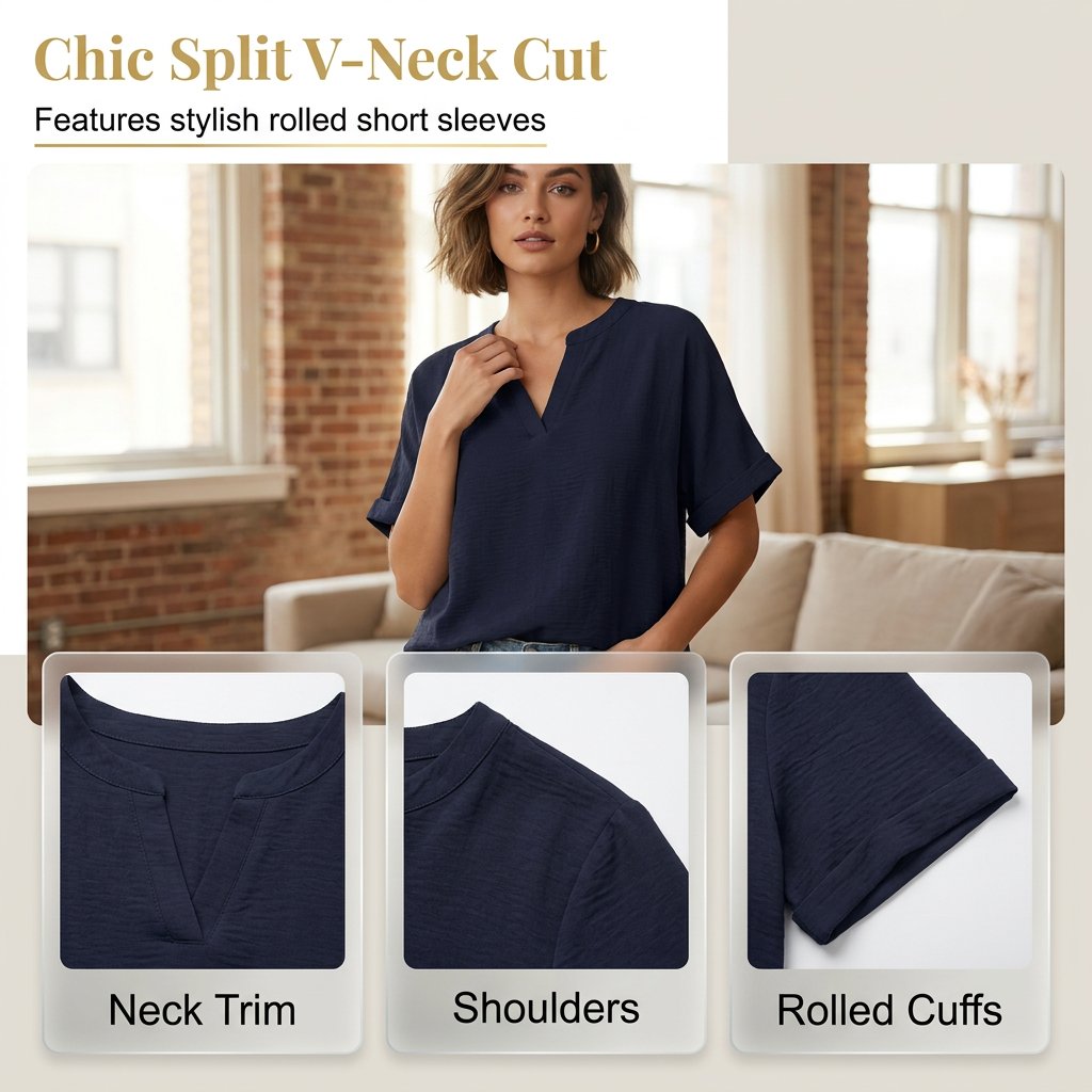 Women's Plain Short Sleeve Blouse, Casual Solid Color Top for Daily Wear, Ladies Clothes for All Seasons
