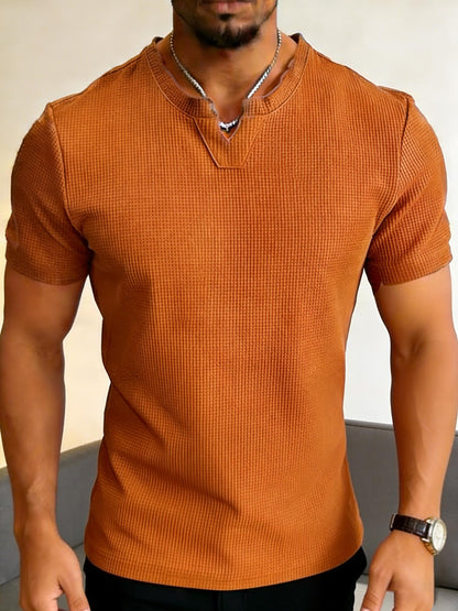 Men's Short Sleeve Henley T-Shirt, Soft Casual Top for Summer
