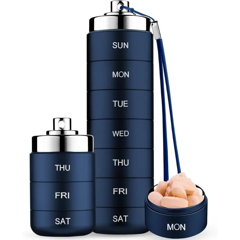💊Portable Metal Pill Organizer – 7-Day Medicine, Vitamin & Supplement Holder