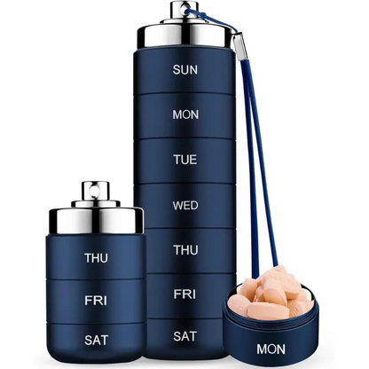 💊Portable Metal Pill Organizer – 7-Day Medicine, Vitamin & Supplement Holder