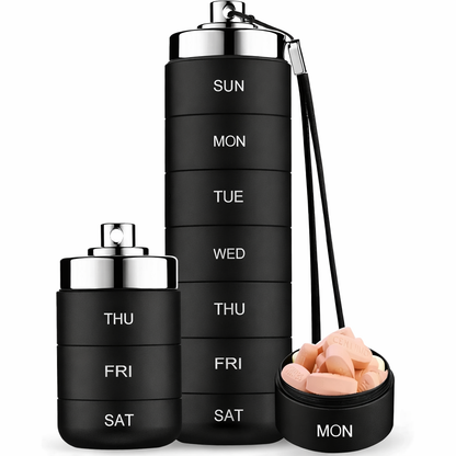 💊Portable Metal Pill Organizer – 7-Day Medicine, Vitamin & Supplement Holder