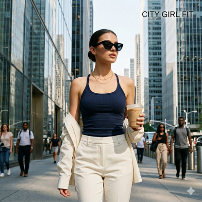 🔥Women's Summer Sexy Slim Fit Ribbed Tank Top with Built-in Bra, ✨U-Neck Sleeveless Casual Crop Top for Hot Girl Aesthetic⏳