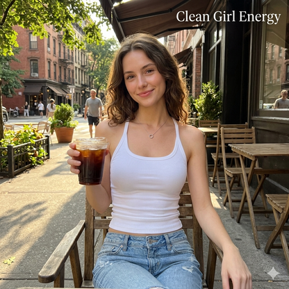 🔥Women's Summer Sexy Slim Fit Ribbed Tank Top with Built-in Bra, ✨U-Neck Sleeveless Casual Crop Top for Hot Girl Aesthetic⏳