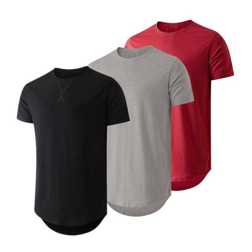 🔥Summer Flash Sale 50% OFF - Mens 3 Pack Cotton Hipster Hip Hop Longline Crewneck T-Shirt