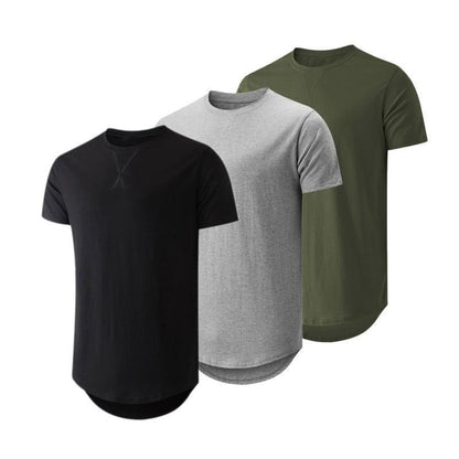🔥Summer Flash Sale 50% OFF - Mens 3 Pack Cotton Hipster Hip Hop Longline Crewneck T-Shirt