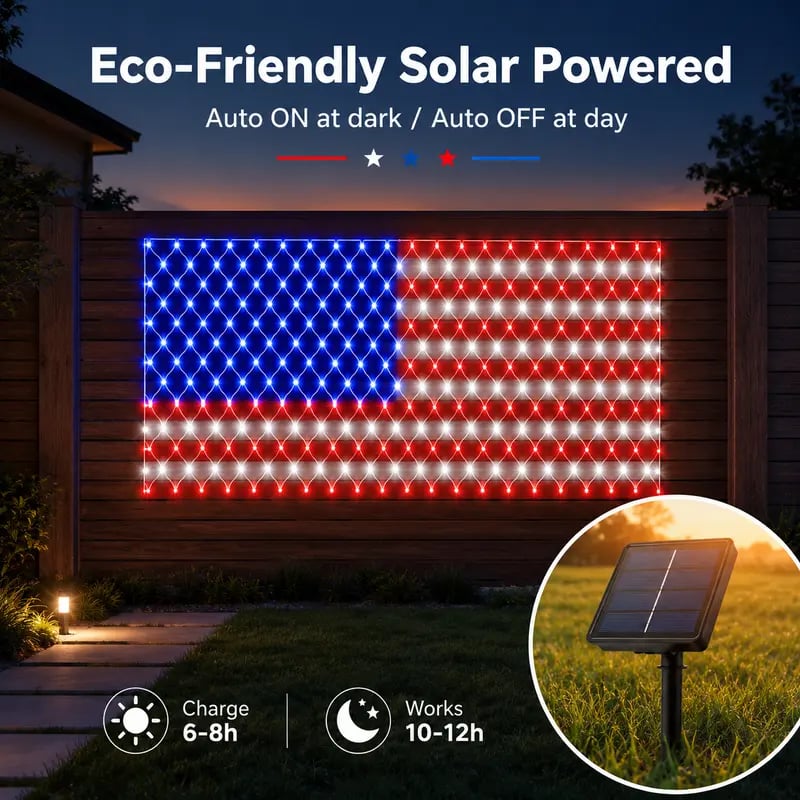 🔥49% Off Sale on July 4-Solar American Flag Lights Outdoor