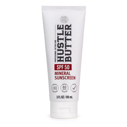 🔥LAST DAY SALE 50% OFF!!🔥 Hustle Butter Tattoo Sunscreen - Mineral Sunscreen Lotion, SPF 50, TSA-Friendly, Water Resistant, 3 oz