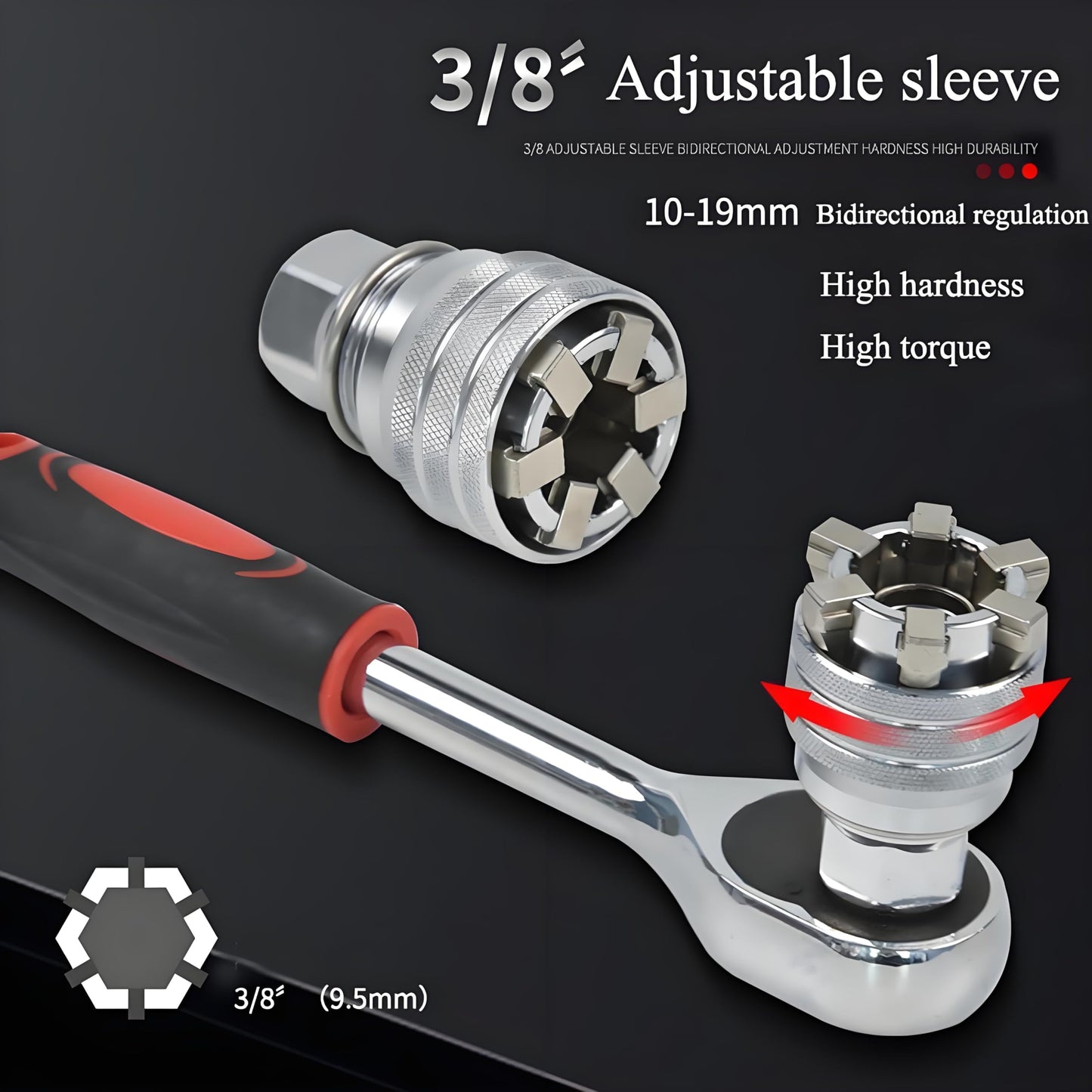 🔧10-19mm Adjustable Universal Socket Wrench
