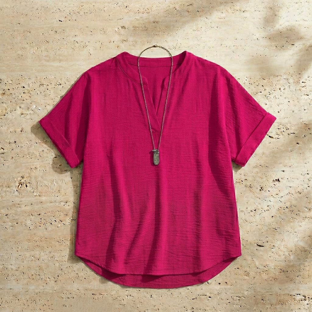 Women's Plain Short Sleeve Blouse, Casual Solid Color Top for Daily Wear, Ladies Clothes for All Seasons