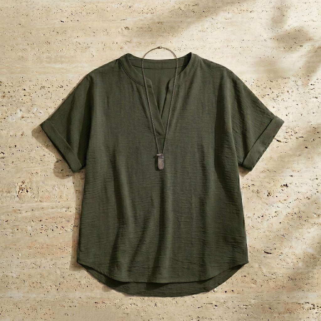 Women's Plain Short Sleeve Blouse, Casual Solid Color Top for Daily Wear, Ladies Clothes for All Seasons