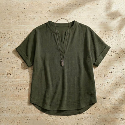 Women's Plain Short Sleeve Blouse, Casual Solid Color Top for Daily Wear, Ladies Clothes for All Seasons