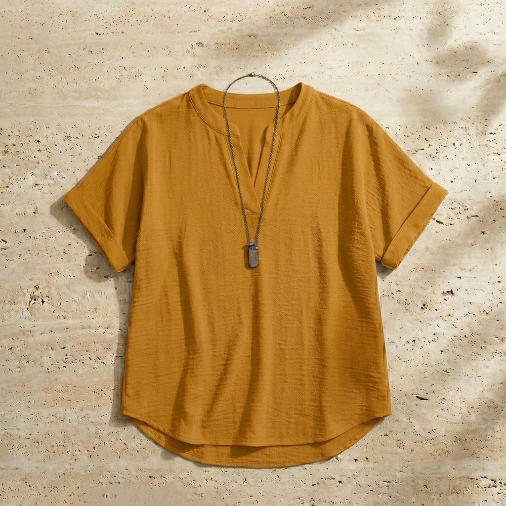 Women's Plain Short Sleeve Blouse, Casual Solid Color Top for Daily Wear, Ladies Clothes for All Seasons