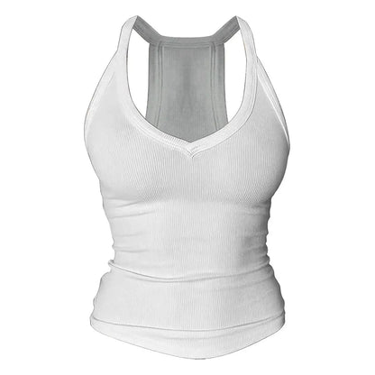 Danysu V Neck Cotton Tank Tops with Shelf Bra