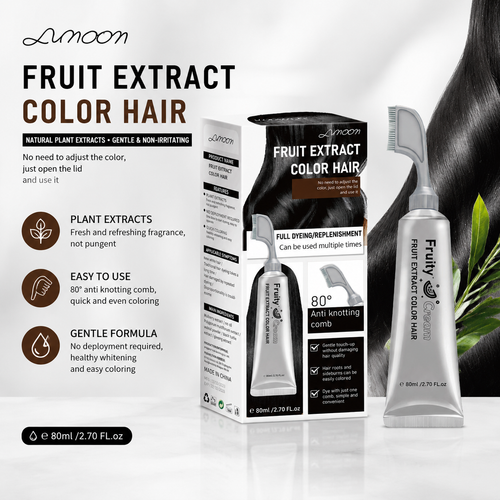 LUNOON Comb‑In Hair Dye Cream for Gray Coverage – Natural Black & Dark Brown