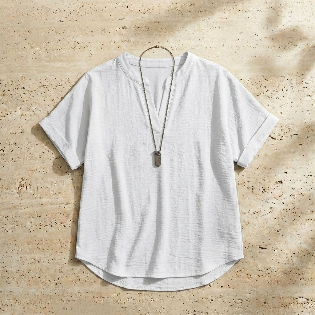 Women's Plain Short Sleeve Blouse, Casual Solid Color Top for Daily Wear, Ladies Clothes for All Seasons