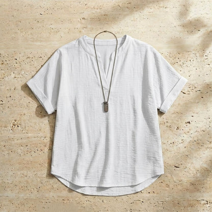 Women's Plain Short Sleeve Blouse, Casual Solid Color Top for Daily Wear, Ladies Clothes for All Seasons