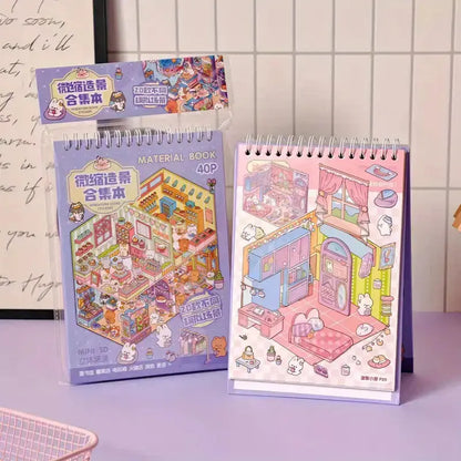 3D Scene Sticker Book - 49 Cute Cartoon Stickers Set