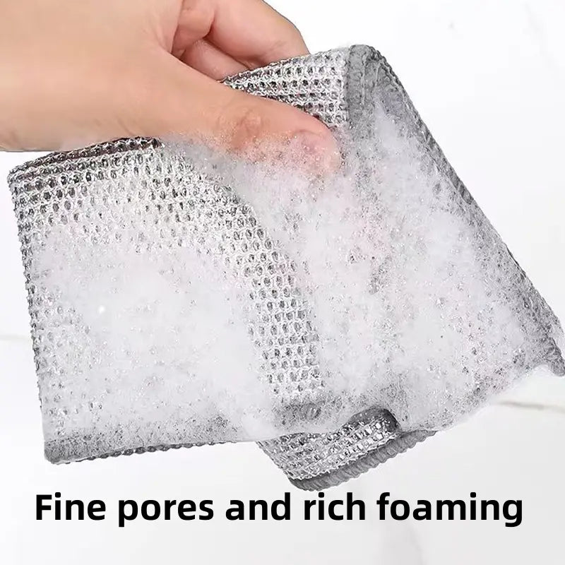 ⏳LAST DAY BUY 2 GET 1 FREE!!🧽10 Counts Wet Dry Non-Scratch Wire Dishcloth, Reusable Kitchen Cleaning Rag