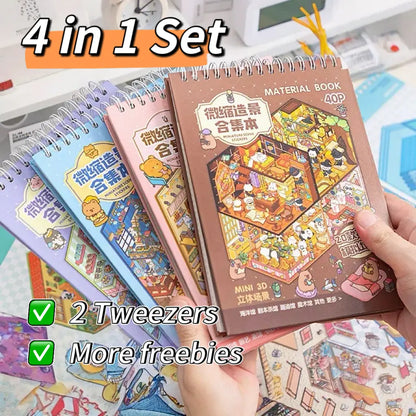 3D Scene Sticker Book - 49 Cute Cartoon Stickers Set
