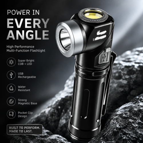Rotatable Two-Way Magnetic EDC Flashlight – High Performance Outdoor & Emergency Torch