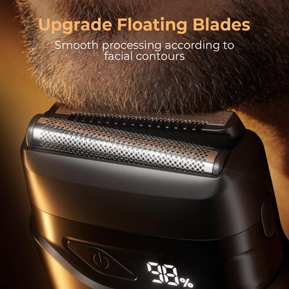Mbzoey Electric Foil Shaver for Men | IPX7 Waterproof, LED Display, USB-C