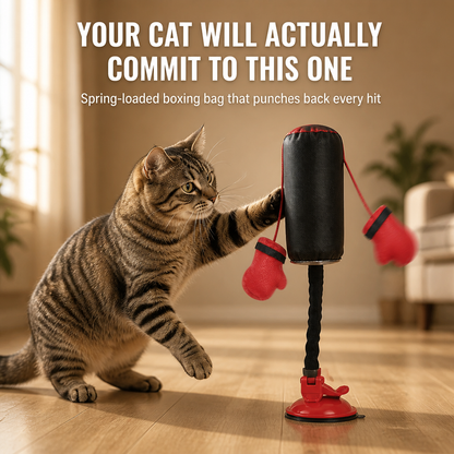 Interactive Cat Punching Bag Toy – Spring-Loaded Boxing Gym