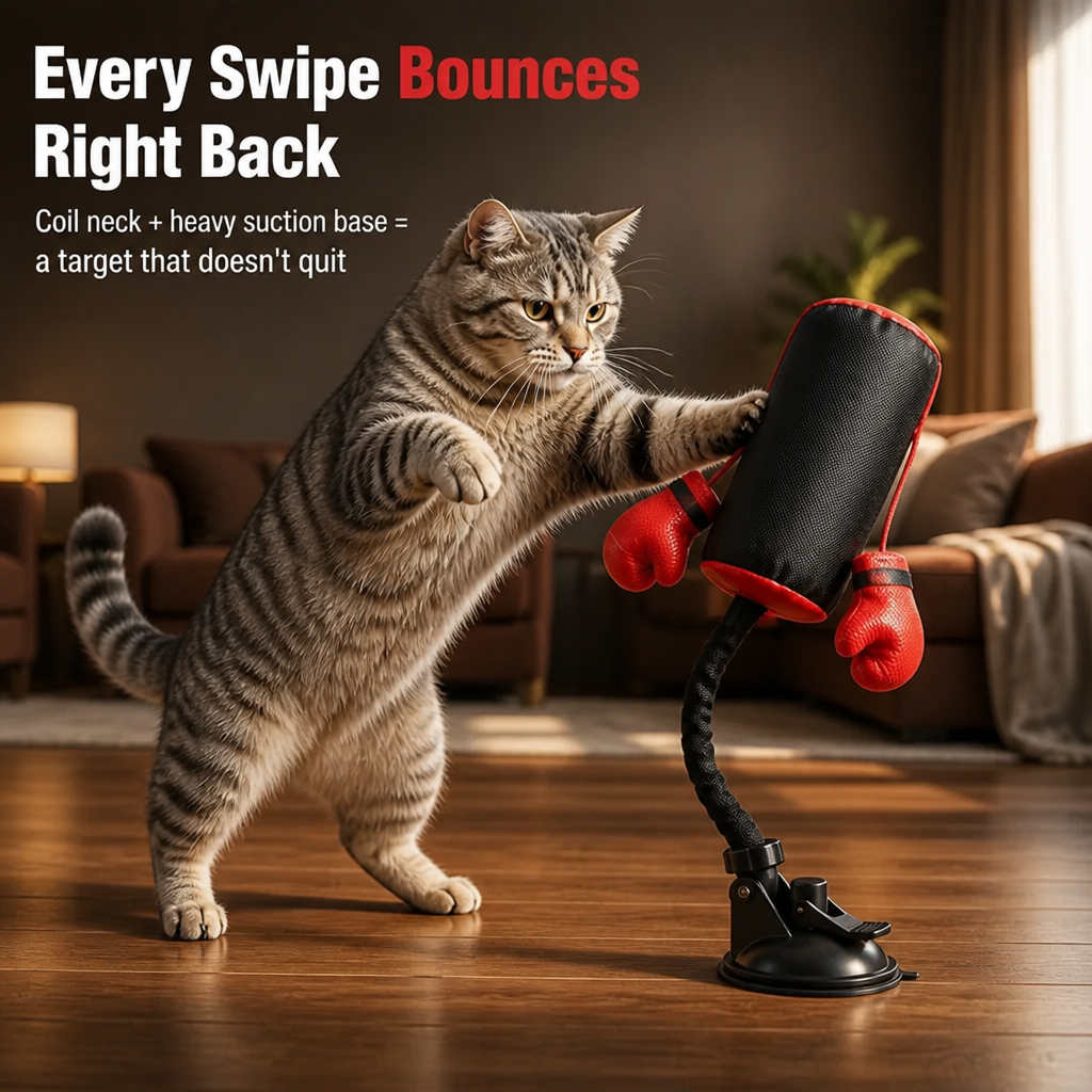 Interactive Cat Punching Bag Toy – Spring-Loaded Boxing Gym