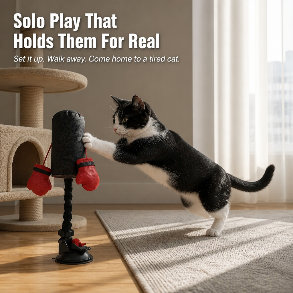 Interactive Cat Punching Bag Toy – Spring-Loaded Boxing Gym