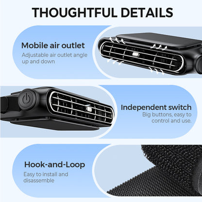 ❄️Car Seat Fan - USB Connectivity, Dual Turbines, Powerful Airflow