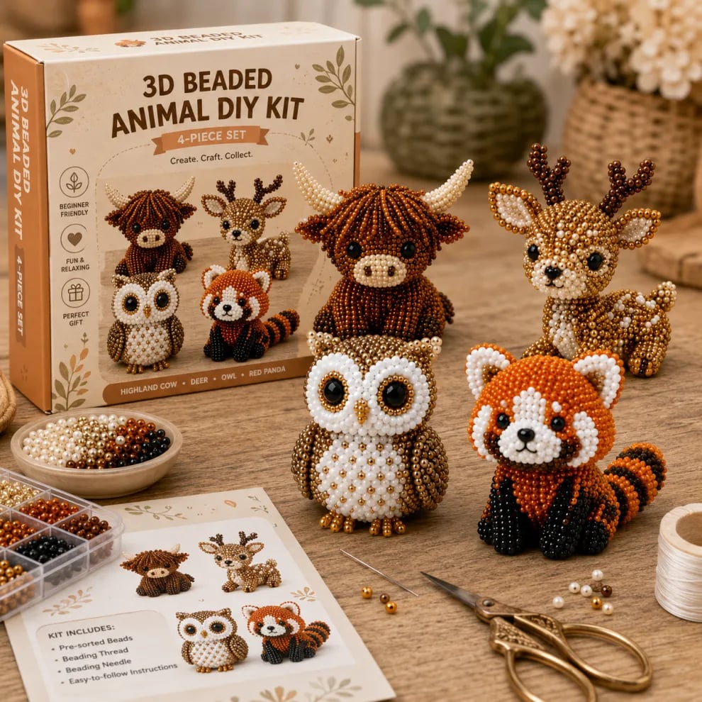 🏆Limited Time Sale 49% OFF🧵✨Petite 3D Beaded Animal Craft Kit